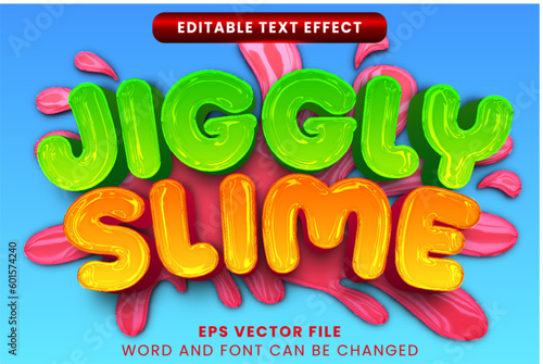 cute 3d jiggly slime vector text effect