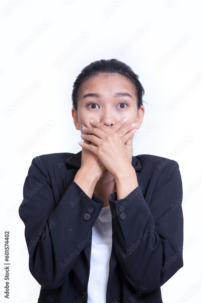 business woman hold a tablet on white background business woman hold a tablet on white background