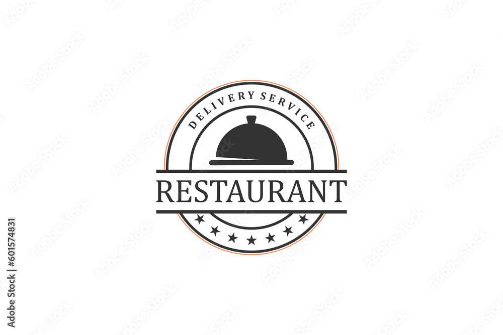 Food cover silverware restaurant logo design border fame label Food cover silverware restaurant logo design border fame label