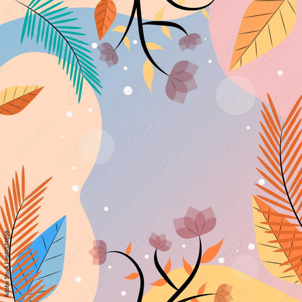 Illustration Vector Abstract Creative Frame Summer Spring themes Background with Floral Pattern 