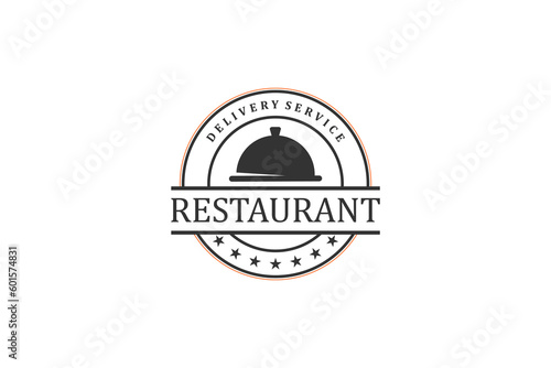 Food cover silverware restaurant logo design border fame label