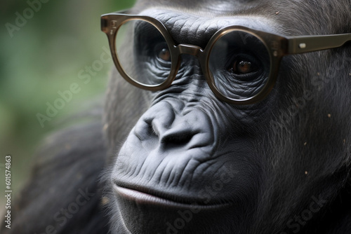 a gorilla wearing glasses