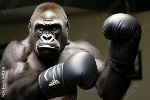 a gorilla wearing boxing gloves © imur
