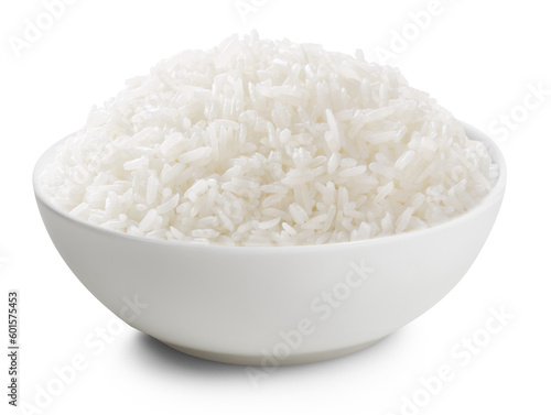 Tablou canvas Bowl full of cooked rice isolated. Png transparency