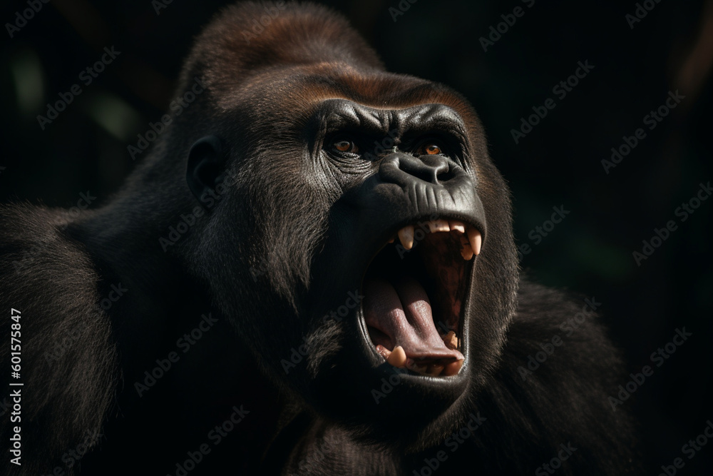 an angry gorilla - obrazy, fototapety, plakaty 