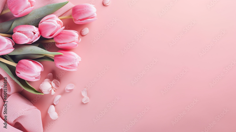 pink tulip background, illustration, generative ai pink tulip background, illustration, generative ai