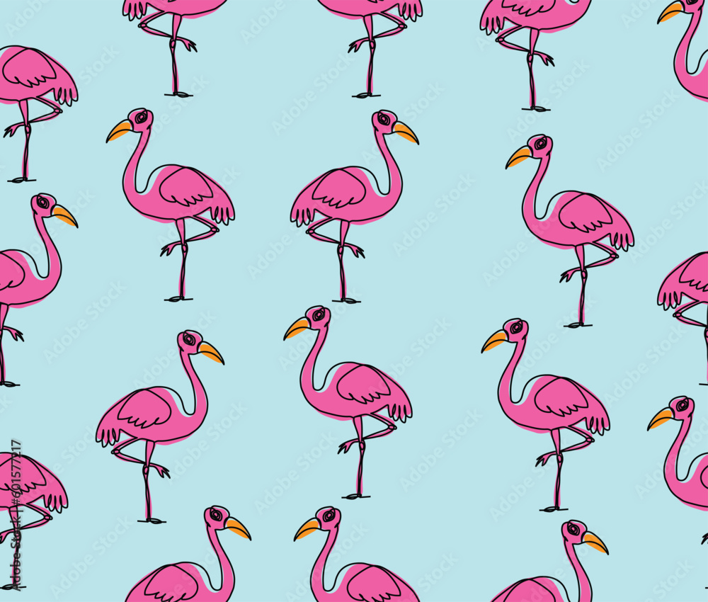 Obraz premium design vector art seamless pattern style flamingo