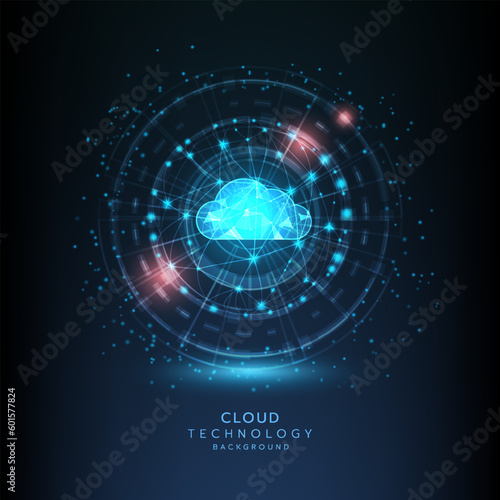 Cloud technology futuristic and innovation. Networking technology. artificial intelligence.Modern futuristic design.Cloud computing Abstract technology vector illustration background.