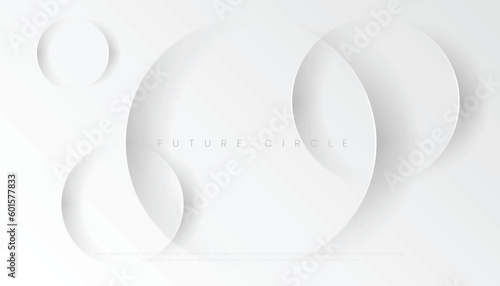 Abstract Minimalist White Circles Background, Luxury, Premium, Elegant Style. Futuristic Circular Concept. Vector Illustration
