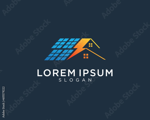 Properties real estate logo. Home solar energy logo design vector. solar energy tech logo designs