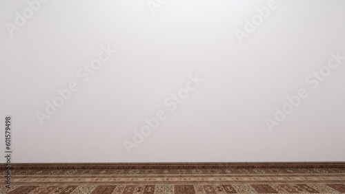 Empty room space background. With fabric floor perspektive pattern and texture and empty concrete wall for background. Interior abstract background for design and decoration. 3D Illustration. 3D Rende