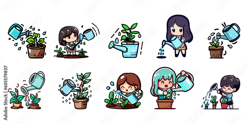 watering plant vector set collection graphic clipart design watering plant vector set collection graphic clipart design