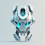 robot head 3d light solid color White with Ai generated Image