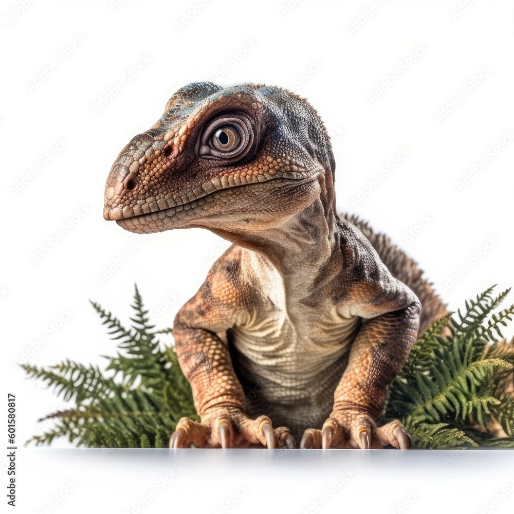 Obraz premium Baby Dinosaur isolated on white (generative AI)