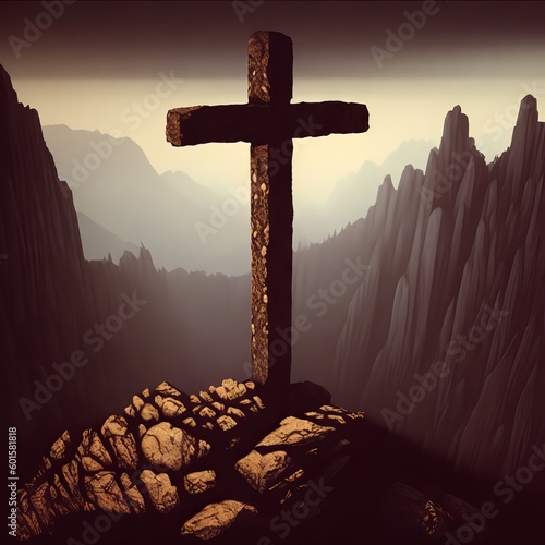 Cross on the top of the mountain. Mountain Sanctuary: Summit Cross Overlook photo