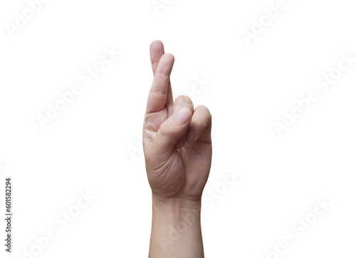 hand with fingers crossed on png transparent background - luck concept