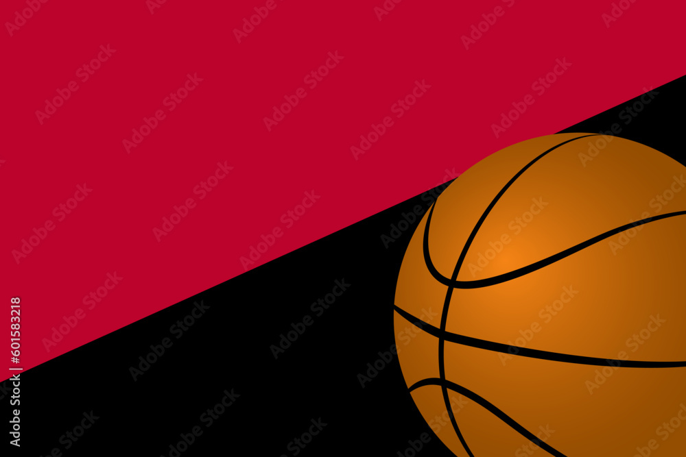 Obraz premium basketball with color theme background of professional basketball team. vector of red and black bakcground for basketball team
