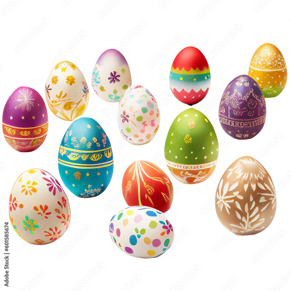Easter eggs  Isolated on a white background. Ai generated