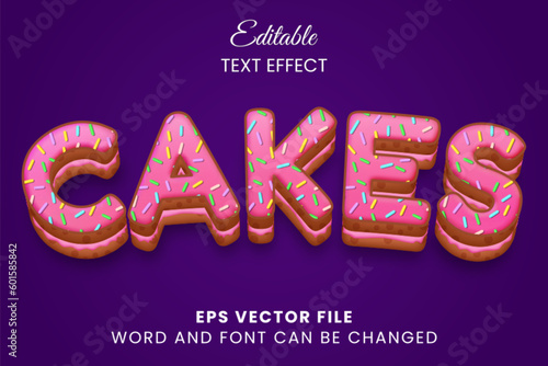 3d cake editable vector text effect