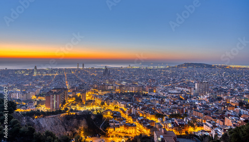 Barcelona with the Mediterranean Sea before sunrise © elxeneize