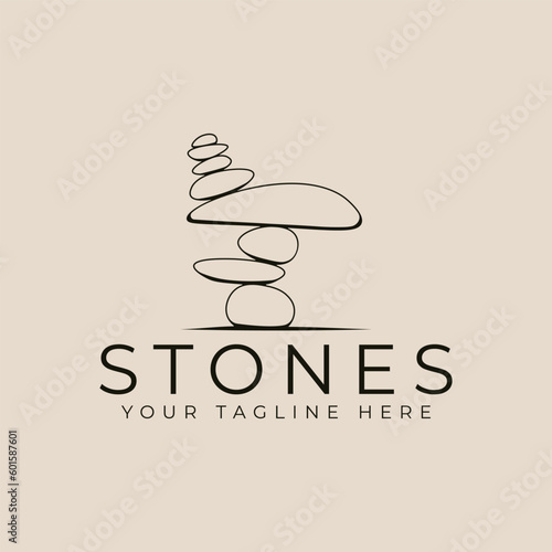 stone logo line art design with minimalist style logo vector illustration design
