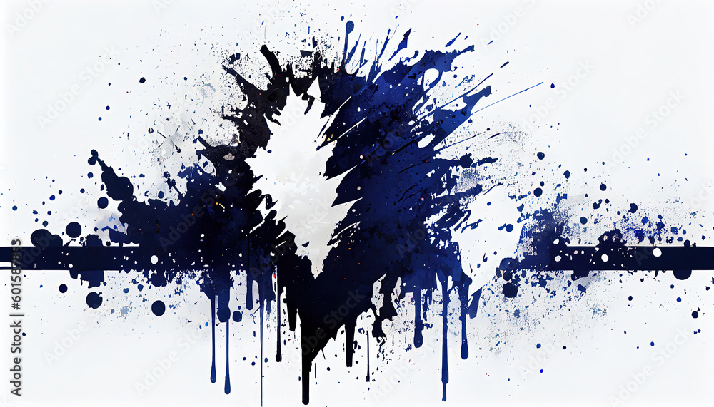 Dark Blue Color Splatter on White Background AI Generative