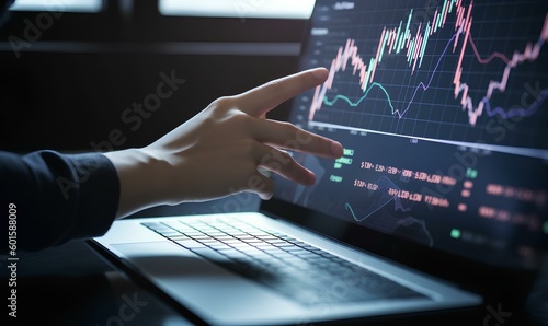 Business people analyze financial data chart trading forex, investing in stock markets, funds and digital assets. business finance background. generative AI photo