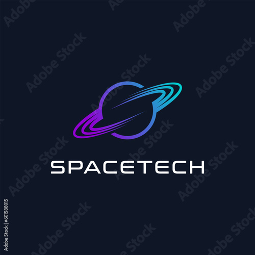 Modern logo combination of letter S and planet. It is suitable for use for technology logos.