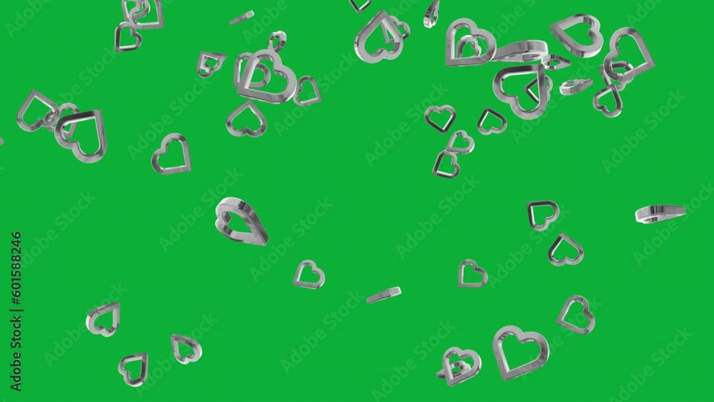 3D hearts falling animation with green screen. Motion graphic video animation for for Valentine's Day, Mother's Day, wedding anniversary, greeting cards invitation and birthday background 3D hearts falling animation with green screen. Motion graphic video animation for for Valentine's Day, Mother's Day, wedding anniversary, greeting cards invitation and birthday background