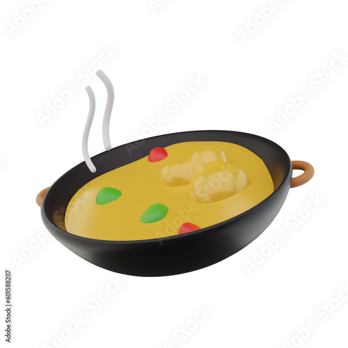 3D Cooking Curry Soup Illustration