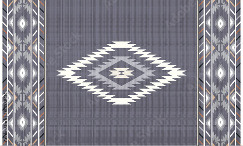 Navajo tribal vector seamless pattern. Native Indian ornament. Ethnic South Western decor style. Boho geometric ornament.folk.orientel. Window.tukey Mexican .blanket, rug. Woven carpet illustration. photo