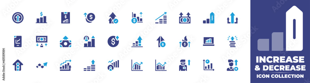 Increase and decrease icon collection. Duotone color. Vector and ...