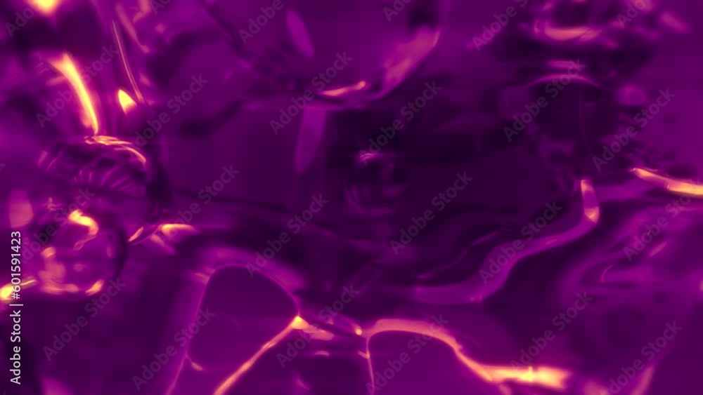 shining golden orange pellucid liquid meta spheres, on purple - loop video
