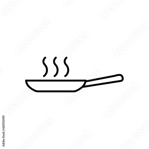 Frying pan line set icon, cooking food logo vector