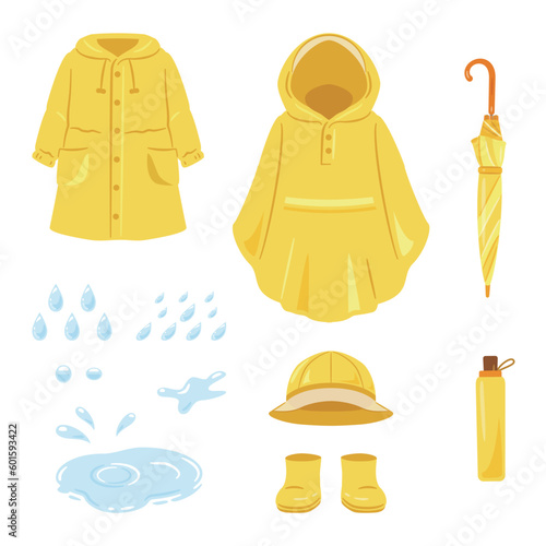 黄色い雨具　セット