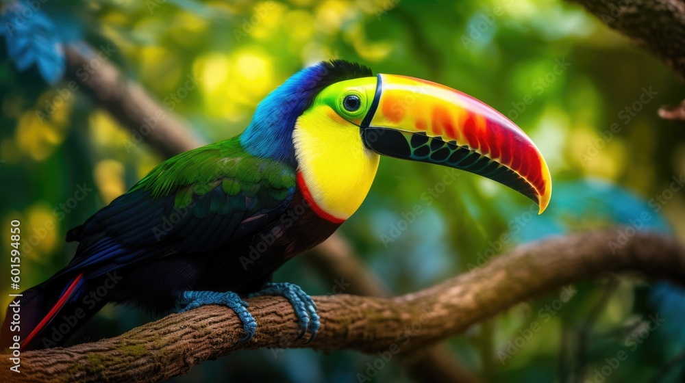 Obraz premium Keel-billed Toucan in the wild. Generative AI
