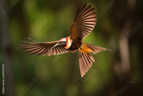 majestic bird in flight against a blurred background © dewaai
