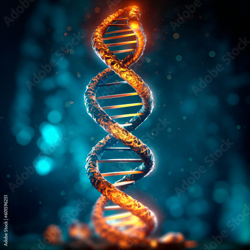 Gold 3d dna structure on a white background. High quality illustration Generative AI