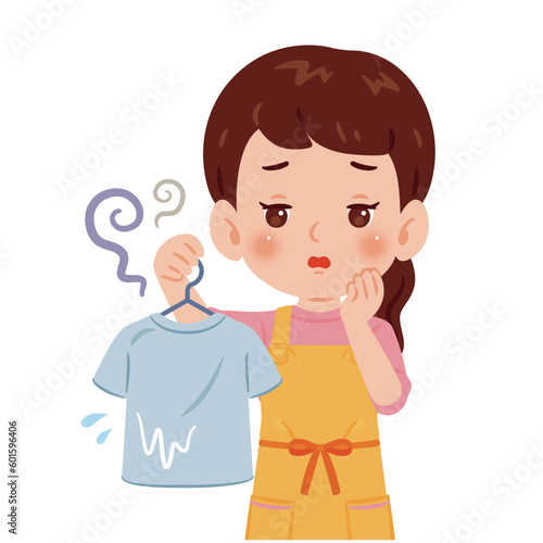 生乾きのニオイを気にする悩む女性