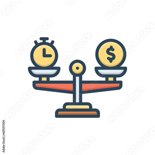 Color illustration icon for comparative 