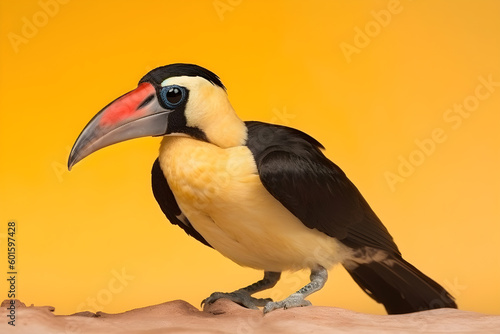 Toucan Bird on Yellow Orange Background, Generative AI © Robert Wilson
