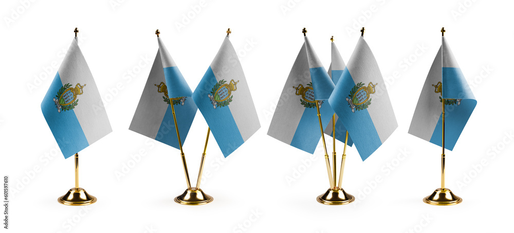 Small national flags of the San Marino on a white background