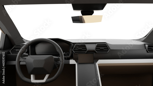 View from inside the car through the windshield, windshield isolate. mock-up