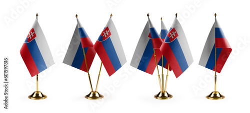 Photography Small national flags of the Slovakia on a white background