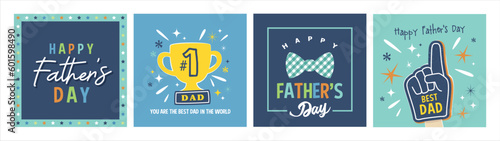 Obraz na płótnie Set of 3 Father's Day greeting cards design