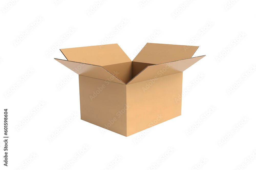 Cardboard box with opened cover isolated on white background. Created with Generative AI Technology Cardboard box with opened cover isolated on white background. Created with Generative AI Technology