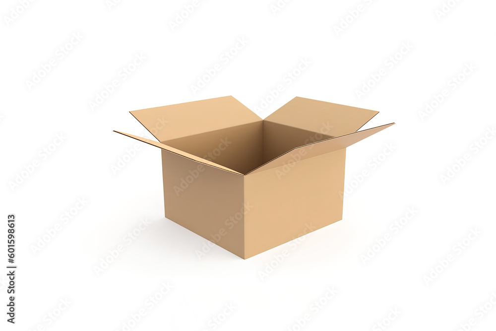 Cardboard box with opened cover isolated on white background. Created with Generative AI Technology Cardboard box with opened cover isolated on white background. Created with Generative AI Technology