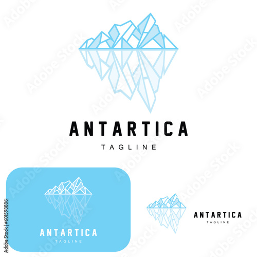 Mountain Logo, Antarctic Iceberg Logo Design, Nature Landscape Vector, Product Brand Illustration Icon