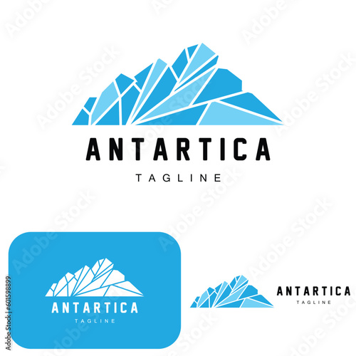 Mountain Logo, Antarctic Iceberg Logo Design, Nature Landscape Vector, Product Brand Illustration Icon