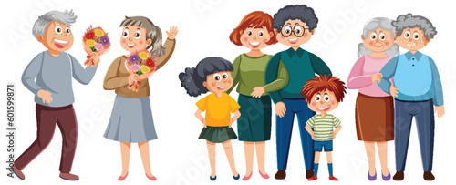 Set of family member cartoon